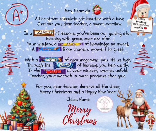 TEACHER - CHRISTMAS CHOCOLATE GIFT BOX
