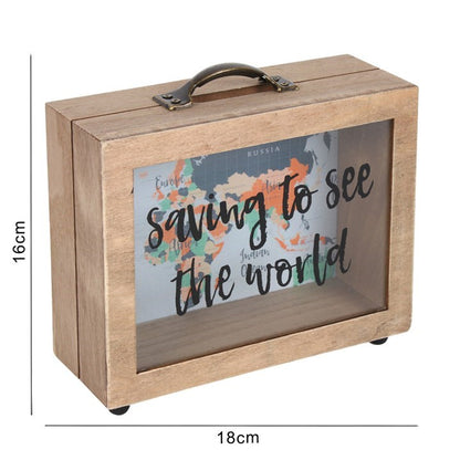 SAVING TO SEE THE WORLD MONEY BOX