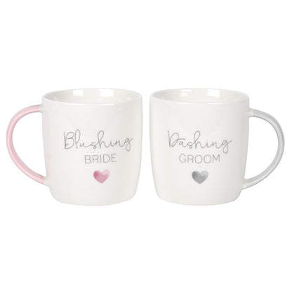 BLUSHING BRIDE DASHING GROOM COUPLES MUG SET