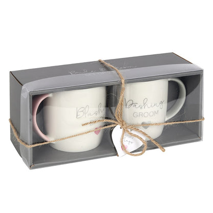 BLUSHING BRIDE DASHING GROOM COUPLES MUG SET