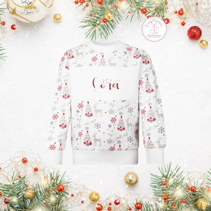 Personalised Christmas Sleigh & Reindeer Sweatshirt